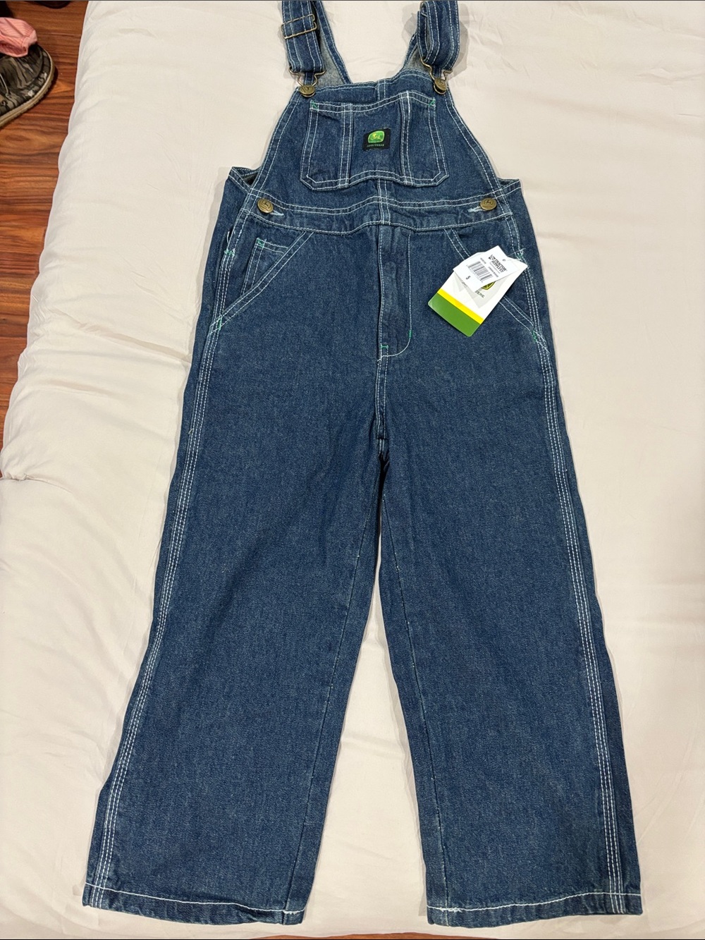 John Deere Dark Blue Denim Kids Overalls with Green Logo